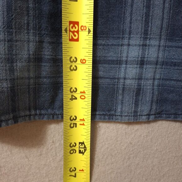 32 Bar Blues Flannel Shirt Men’s XXXL Blue Button Down Plaid Cotton Long Sleeve - Picture 6 of 7
